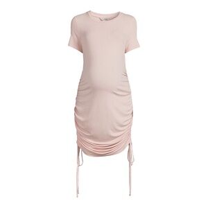 Destination Maternity Women's Ruched Bodycon Dress Short Sleeves, Rose Smoke, L